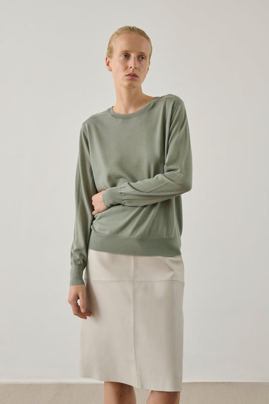 Pull Aussie - Menthe - Laine mérinos - Femme